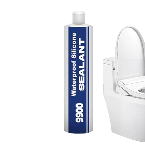 Premium 9900 Waterproof Sealant Glue Provides Ultra Strong Multi Surface Adhesion For All Your Diy Needs With Durable Polymer Formula That Locks Out Moisture And Shields Joints From Harsh Weather Conditions Over Time next to a toilet.