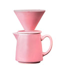 Handmade Ceramic Pour Over Coffee Dripper Set Vintage Matte Finish 1-2 Cup V60 Dripper With Decanter And Cone Filter For Home Cafe Setup Brew Like A Boss Pink