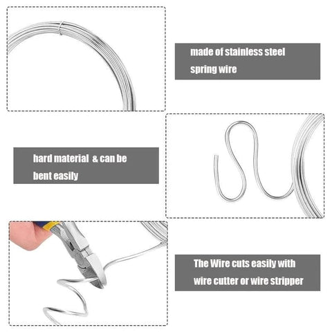 Stainless steel spring wire coil, 0.8 mm diameter, 10 m length, bright hard wire.