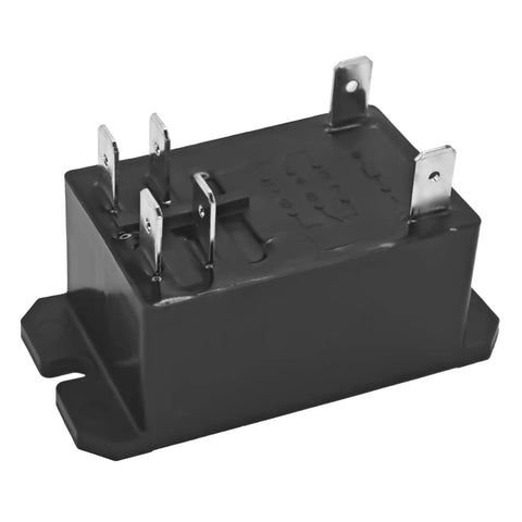Close-up of Heavy Duty 24V AC Power Relay Pack of 2 DPST Normally Open Contact Form, showing terminals and mounting base.
