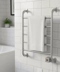 Stay Toasty With This Wall Mounted Towel Warmer Rack That Dries Towels And Garments, 25.5 Inch Nickel Finish Frame With Five Bars