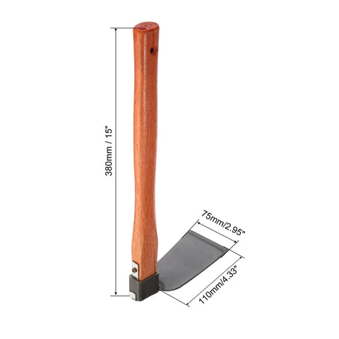 15 Inch By 3 Inch Garden Hoe Tool With Carbon Steel Anti Rust Construction And Welded Wood Handle For Loosening Soil Weeding And Digging