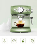 Retro Green Coffee Machine For Home And Small Biz Cafes Semi Automatic And Fully Automatic Espresso Pump With Strong Steam