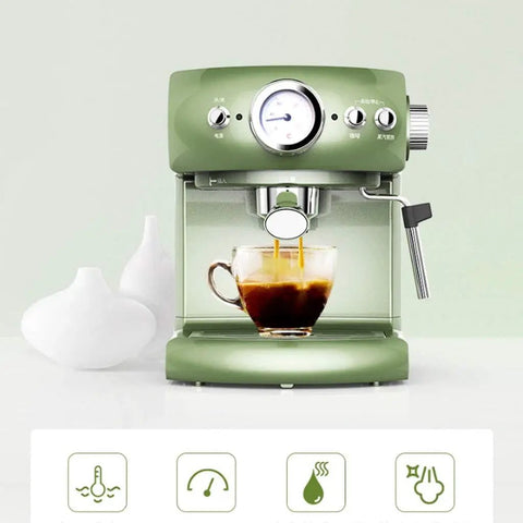 Retro Green Coffee Machine For Home And Small Biz Cafes Semi Automatic And Fully Automatic Espresso Pump With Strong Steam