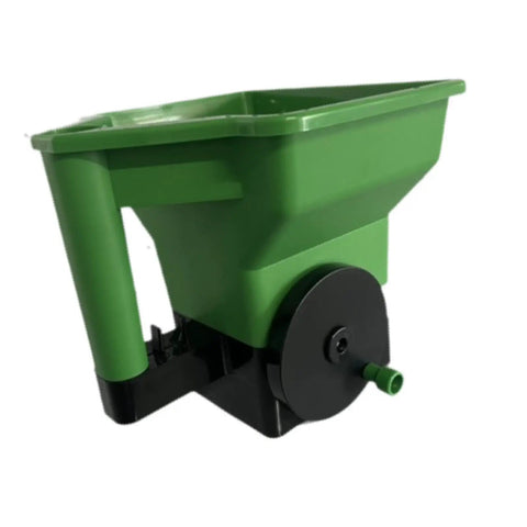 Green Handheld Garden Spreader for Seeds, Fertilizer and Salt Portable Manual Dispenser with Easy Grip