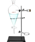 Beefy 1000ml Heavy Duty Conical Separating Funnel With 24 29 Joint PTFE Stopcock And Lab Distillation Support Rack For Stable Titration And Liquid Liquid Extraction, glass funnel with stand