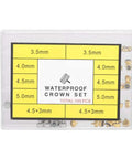 Watch Crown Parts Kit Waterproof Assorted Sizes 3.5mm 4.0mm 4.5mm 5.0mm 7.5mm DIY Friendly Repair Kit in clear box for quartz watches