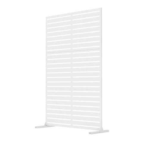 Outdoor Metal Privacy Screen Freestanding 6Ft Room Divider Panel 72In High By 47In Wide With Stand White Side View