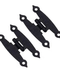 Two Pack Antique Black H Hinges For Cabinets And Boxes, Vintage Style Zinc Alloy with Screws, Rustic Home Decor, shown flat against white backdrop.