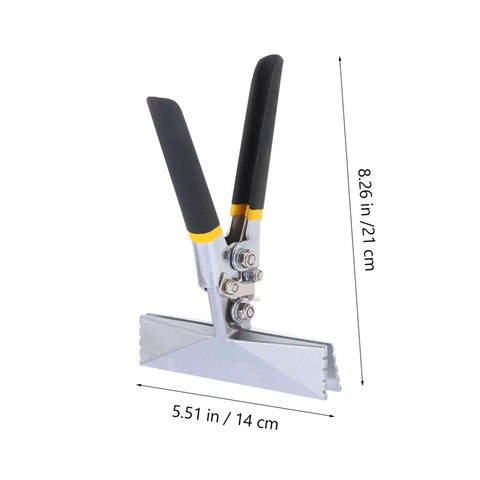 Multifunctional Hand Seamer Tool For Ductwork And Steel Plate Folding Pliers With Non Slip Handle, dimensions shown.