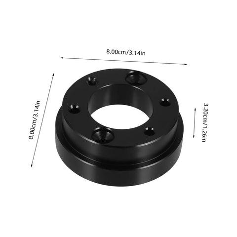 Black metal Racing Car Steering Wheel Adapter Plate And Riser Spacer For Pro Grade Control And Comfort with dimensions label
