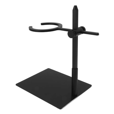 Heavy Duty Aluminum Pour Over Coffee Stand Adjustable Height And Angle Portable Dripper Holder with black finish and sturdy base.