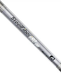 High Quality Graphite Iron Shafts Five Piece Set Six Through Pitch Wedge 355 Taper Tip Stiff Flex close-up of SteelFiber shaft material.