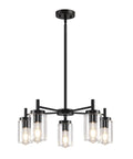 Six Light Brushed Nickel Chandelier With Clear Glass Shades For Dining Room Kitchen Island Foyer And Hallway Modern Farmhouse Pendant Ceiling Light Fixture