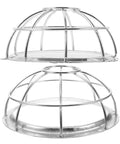 Heavy Duty Stainless Steel Sprinkler Head Protectors, 2 piece pack of silver cage guards for impact protection.