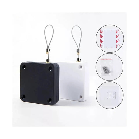 Automatic Sensor Door Closer No Drill Install Easy Setup Heavy Duty 500g To 1000g Tension in black and white with accessories