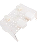 Hassle Free Plastic Pegboard Wall Organizer Covers Water Heater Pipes With Quick No Drill Mounting Beefy White Pipe Screen, top view.