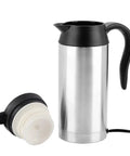 Boss Level 24v Electric Water Kettle For Truckers And Road Warriors 750ml Stainless Steel with black lid and handle.