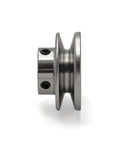 Heavy Duty Steel V Groove Drive Pulley For Smooth Power Transmission 2 1/2 Inch Outside Diameter And 3/4 Inch Bore side view with hex head cap screws