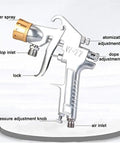Pro Grade Heavy Duty 15 Liter Pneumatic Pressure Paint Spray Gun, chrome nozzle with adjustment knobs for precise application.
