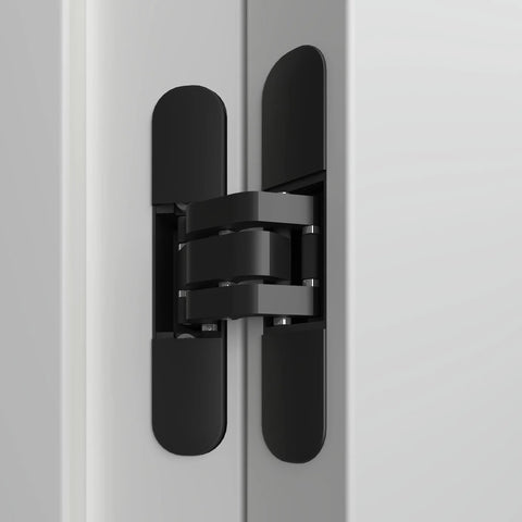 Black Invisible Door Hinge With 180 Degree Swing Heavy Duty Concealed Hinge Supports Up To 135lb installed on door
