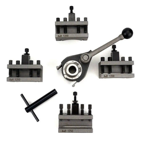Quick Change Tool Post Holder For Mini Lathe Size Aa Multifix With Ground Gearing, Precision Tool Post, adjustable height, set