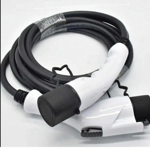 Type 2 To Type 2 Ev Charger Connector Plug And Play For Mode 3 Ac Charging Stations featuring black cable and white connectors.