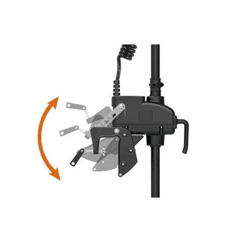 Rig Ready 12 Volt Transom Trolling Motor 55 Lbs Thrust showing throttle control with smooth movement feature.