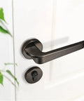 Gold Interior Door Handle Lock For Bedroom Hardware, Satin Finish Privacy Lock For Grey Doors, Easy Install No-Fuss Reversible Latch