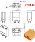 Technical diagram of XT90 Male To Male 10AWG Extension Cable For RC Battery And Portable Power Station Solar Panel Charger Lead 1.6ft