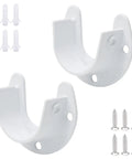 Two Pack 1 Inch Stainless Steel Closet Rod End Supports With Screws And Mounting Anchors For Quick Secure Closet Pole Mounting Durable White Brackets For Easy Rod Install And Long Lasting Support, white 1-inch rod brackets with screws and anchors