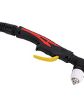 P80 Plasma Cutter Torch Head With Ergonomic Handle For 10A To 80A, red black design, side view, showing yellow trigger
