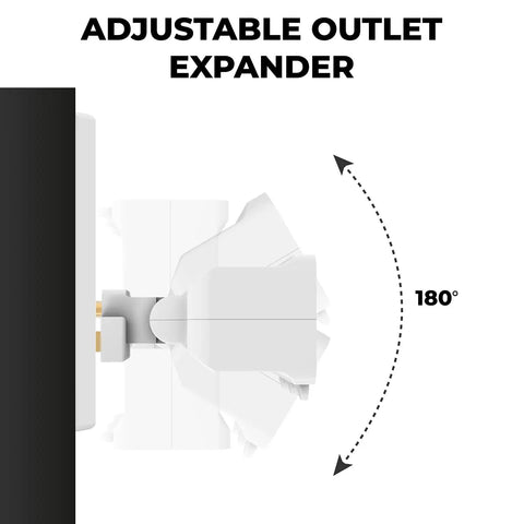 Side view of 3 Outlet Wall Tap With 180 Degree Swivel Grounded UL Listed Swivel Outlet Extender And Plug Adapter White