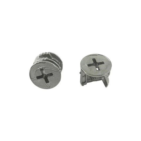 Close-up of 20 Pack Eccentric Wheel Three In One Connector Nuts For Furniture Drawers Wardrobes Drawer Lock Screws 15mm Zinc Plated