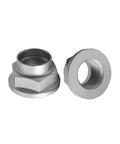 M22x1.5 Axle Nut Driveshaft Spindle Nuts Bolt On Fit For Ford Edge Escape Fiesta Fusion Focus Maverick Mustang Lincoln Hyundai Elantra Kia Honda Acura Mazda And More Vehicles 2 Pack, showing two metal nuts front and side view