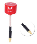 Red 5.8Ghz FPV Drone Antenna High Gain Bendable Directional with MMCX Straight Connector for race drones, shown close-up.