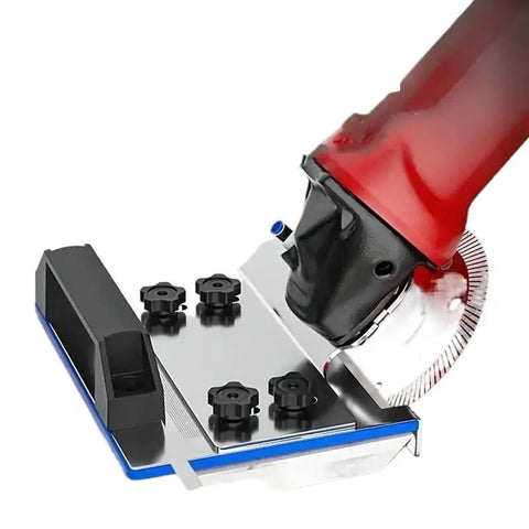 Heavy Duty Angle Grinder Stand For Precision Tile Cutting And 45 Degree Chamfer Work with secure mount and anti-slip base.