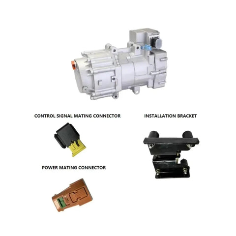 Straight Up Reliable 66CC R290 AC Compressor For Electric Vehicles And Delivery Trucks 12V 24V with connectors and bracket.
