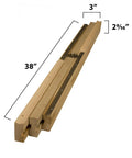 Slick 38 Inch Equalizer Wooden Table Extension Slides with dimensions, suitable for pedestal tables and easy assembly.
