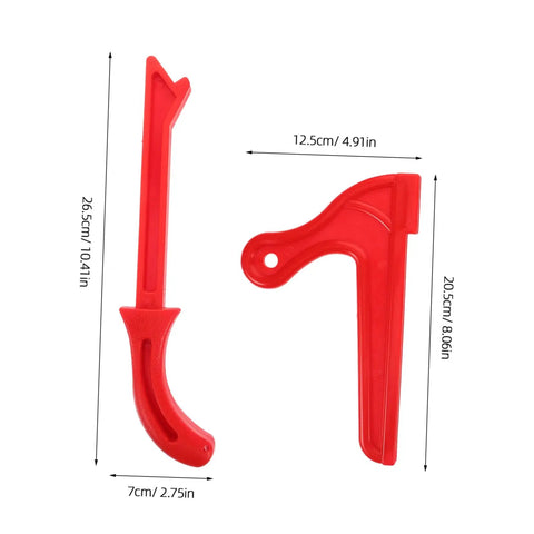 Red plastic push stick and block with dimensions, part of Four Pack Woodworking Push Sticks And Push Blocks For Table Saws Pro Grade Hand Safety Tools For Carpentry Projects Boost Push Precision And Cut Control.