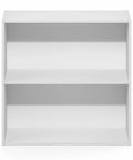 Premium Two Tier Closet Organizer with White and Open Shelves for Bedroom Clothes Storage, compact and minimal shelf unit.