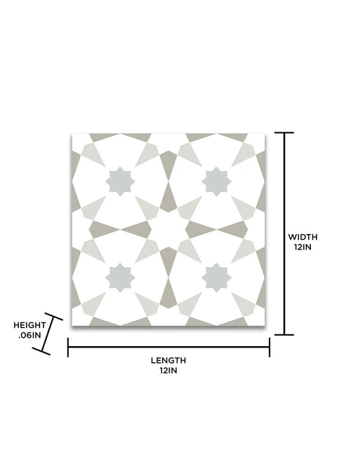 Stellar Peel And Stick Floor Tiles Pack Of 10 White And Grey Geometric Vinyl Tiles Water Resistant And Washable 12 By 12 Inches