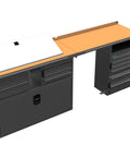 Top Shelf Workhorse Gray Steel Workbench Module For Tight Garages And Active Job Sites Compact Industrial Workstation with storage drawers.