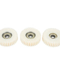 Set of three white 36T nylon planetary gears with bearings for e-bike hub motor 47.5x13.5mm, displayed in a linear arrangement.