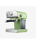 Green espresso machine with built-in milk frother, 20 bar pressure, home barista level coffee maker for rich espresso, cappuccino and lattes.