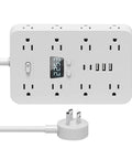 Total Game Changer Flat Power Strip With Eleven AC Outlets And Three Smart USB Chargers Saves Serious Space Behind Desks Or Dressers Perfect For College Dorms Home Offices And Weekend Getaways Always Works showing 11 AC outlets and 3 USB ports.
