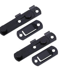 2pcs Stainless Steel Gate Latch Door Hasp, Rust Proof Safety Lock in black finish, showcasing two latches and two hasps.