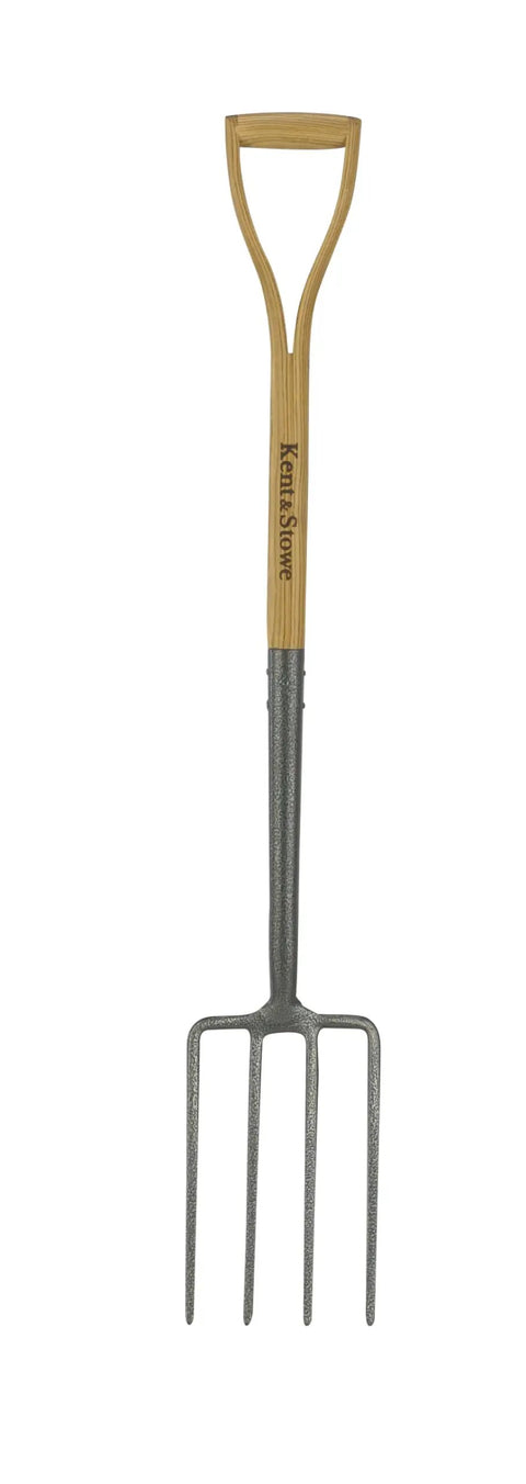 Carbon Steel Digging Fork With Ash Wood YD Handle For Tough Garden Jobs Heavy Duty Solid Forged Head Extended Shank For Strength Large Tread Edge For Comfortable Digging FSC Certified Performance