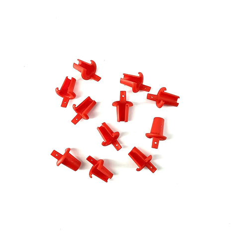 Anti-Short Bushing 5 by 16 Inch FMC Cable Bushing For 14 by 2 And 12 by 2 AC Wire, red plastic conduit fittings shown from above