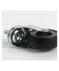 Close-up of Pack Of Four 2.5-Inch Rubber Wheel Casters With M8 M10 M12 Stems For Furniture Cabinets, showing metal stem and rubber wheel